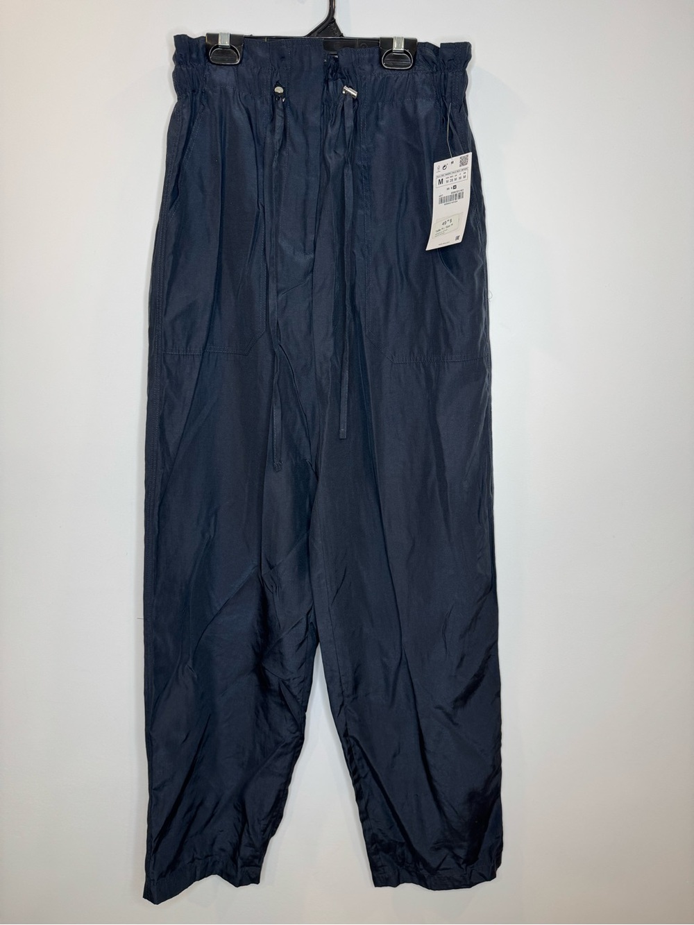 New Zara Navy Drawstring lyocell blend style Casual Pants sz medium
